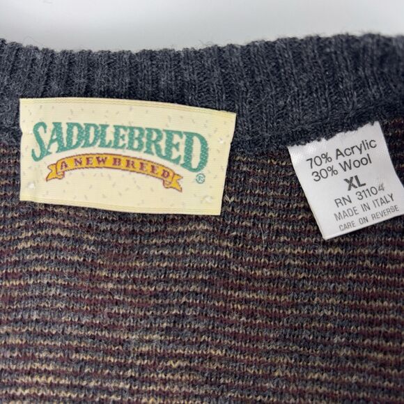 Vtg Wool Blend Sweater Vest XL Argyle Burgundy Gray‎ Made In Italy Scholar Golf - Picture 3 of 10